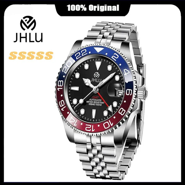 New JHLu 2024 Luxury Men's Mechanical Watch Top Brand Sapphire Glass Men's Watch Waterproof Swimming Stainless Steel  watches