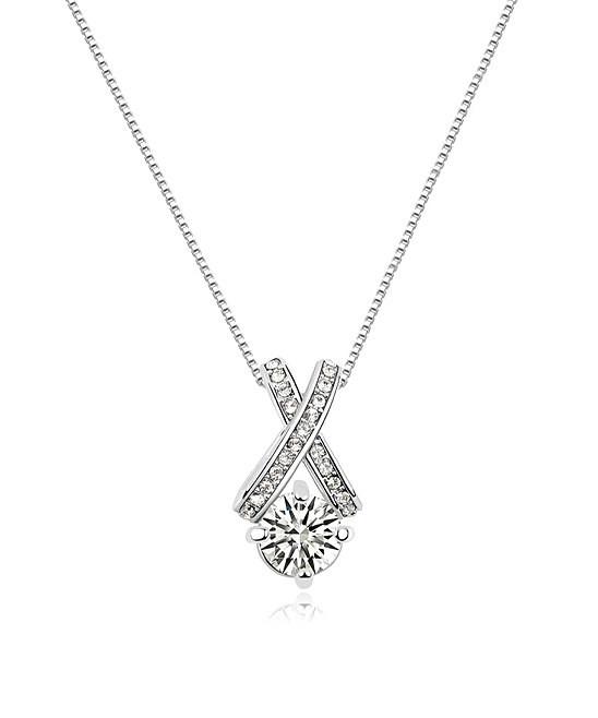 XO White Gold Crystal Pendant Necklace